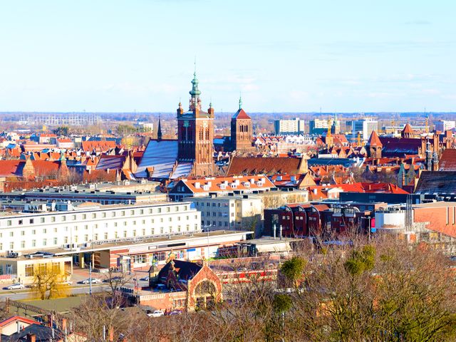 Fluege Danzig - Schöner Blick auf die Stadt Danzig in Polen