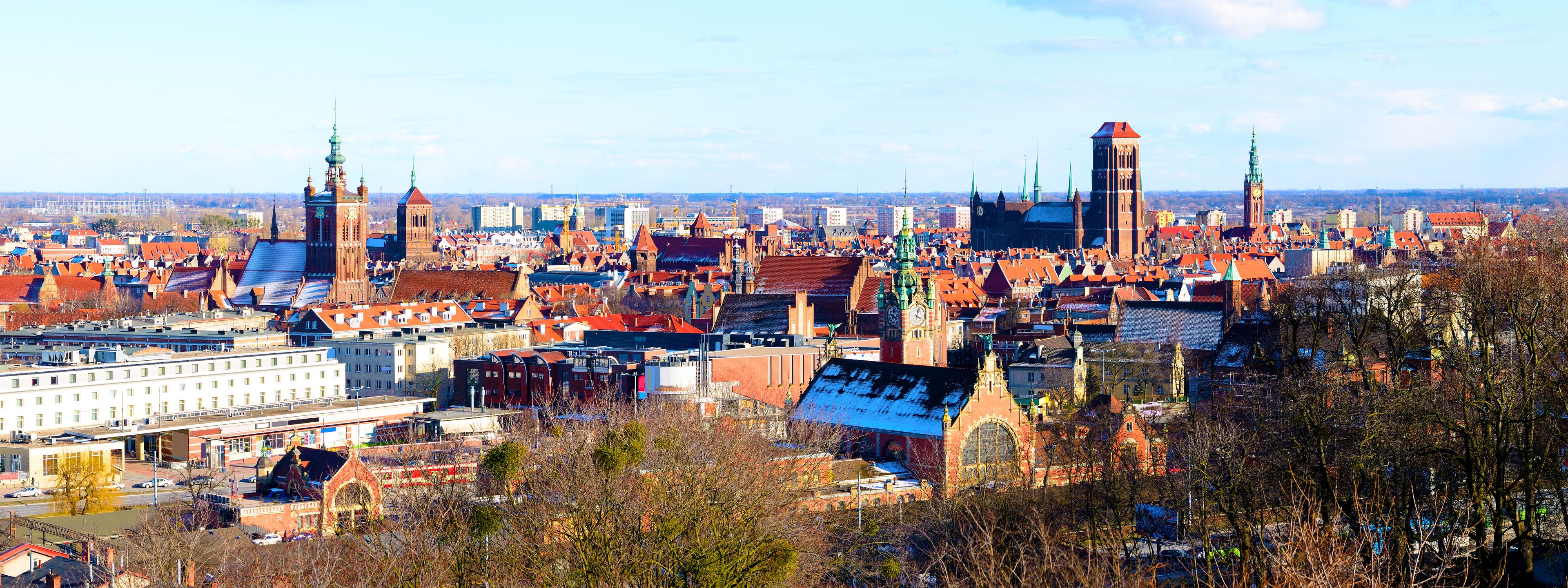 Fluege Danzig - Schöner Blick auf die Stadt Danzig in Polen