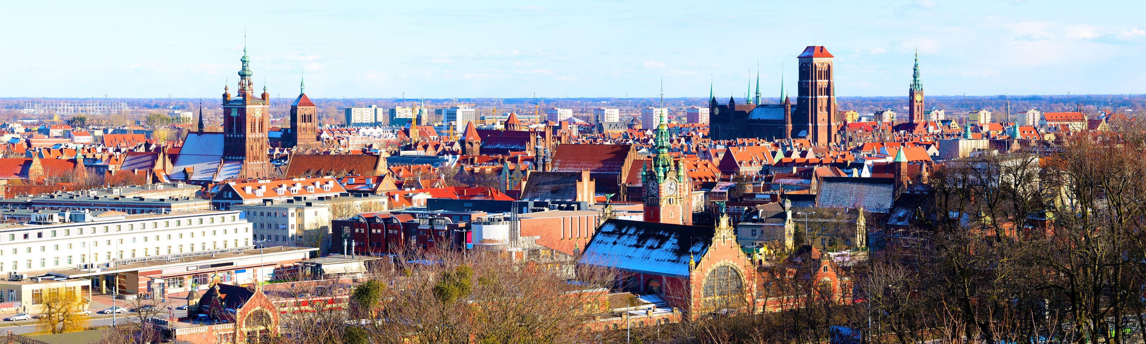 Fluege Danzig - Schöner Blick auf die Stadt Danzig in Polen