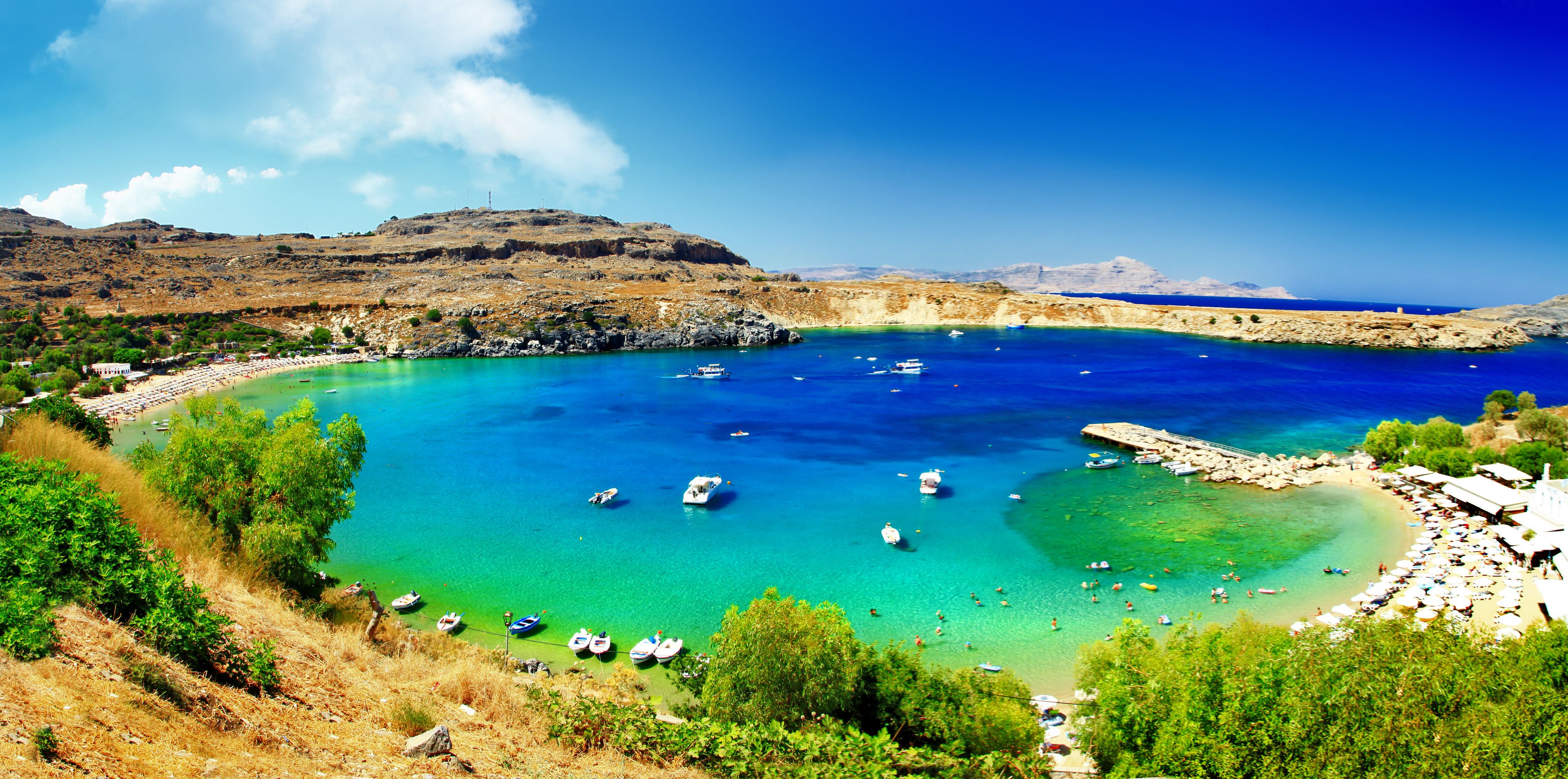 Fluege Rhodos - Schöner Blick auf die griechische Insel