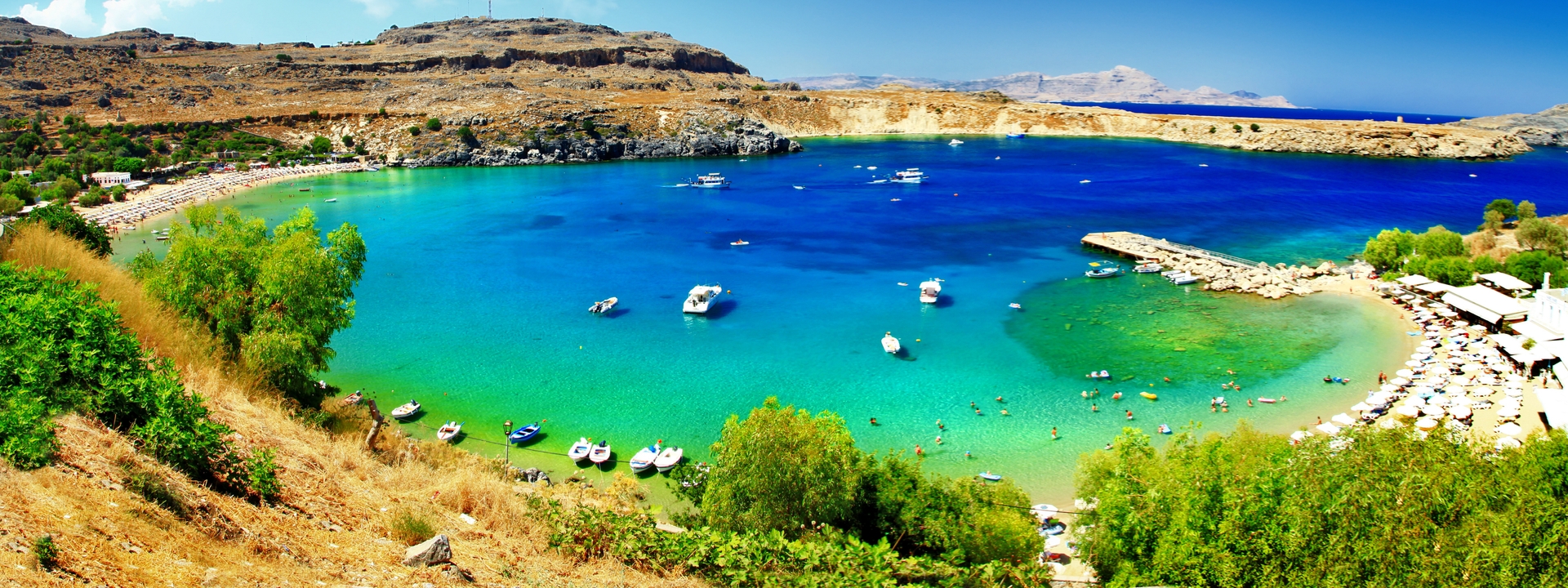 Fluege Rhodos - Schöner Blick auf die griechische Insel