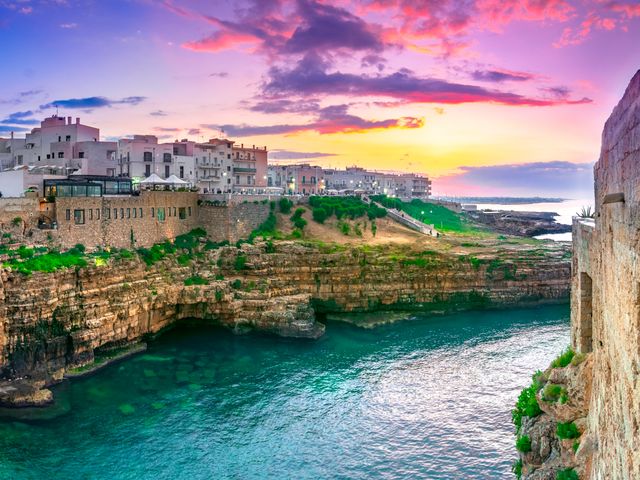 Blick Polignano a Mare Bari in Italien