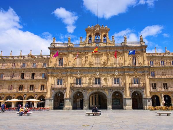 Blick auf den Plaza Mayor in Salamanca, Region Kastilien und León.