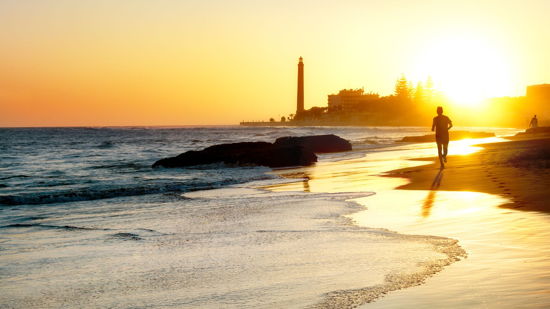 Schöner Blick auf den Leuchtturm Faro de Maspalomas auf Gran Canaria