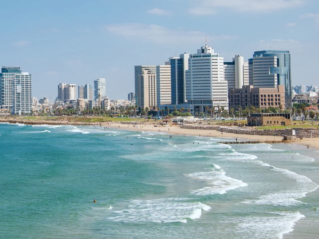 Blick auf den Strand von Tel Aviv in Israel