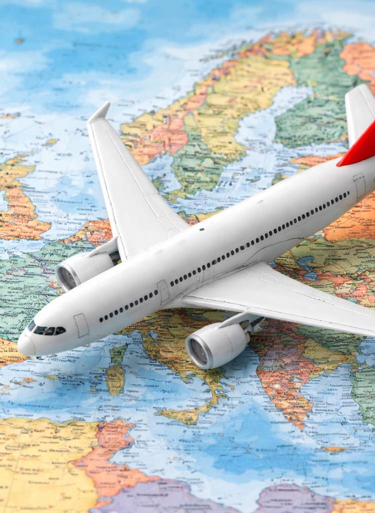 Flugzeug auf Europa Karte